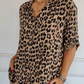 🎉Cămașă elegantă cu mânecă ajustabilă și rever cu imprimeu leopard