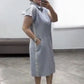 Rochie casual cu mânecă scurtă și dungi pentru femei