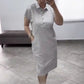Rochie casual cu mânecă scurtă și dungi pentru femei