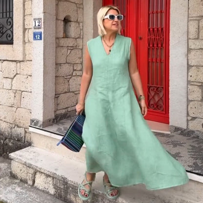 🌹Rochie midi fără mâneci cu gât în V pentru femei