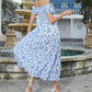 Rochie elegantă cu flori fără umeri pentru femei