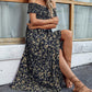 Rochie elegantă cu flori fără umeri pentru femei