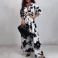 Rochie maxi elegantă imprimată cu decolteu în V pentru femei