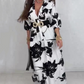 Rochie maxi elegantă imprimată cu decolteu în V pentru femei