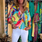 Femeii Casual Trendy Print V-Neck Top
