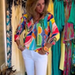 Femeii Casual Trendy Print V-Neck Top