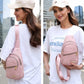🏆 Geantă crossbody unicolor cu broderie, sistem anti-furt, pentru purtare zilnică și călătorii