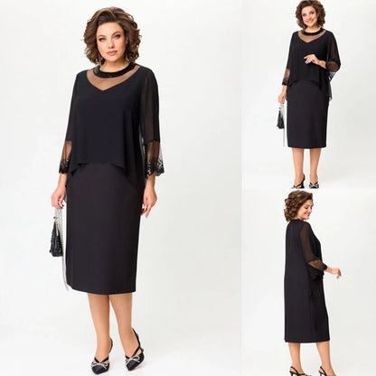 👗Rochii elegante negre cu mânecă 3/4 pentru femei
