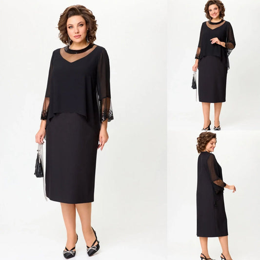 👗Rochii elegante negre cu mânecă 3/4 pentru femei
