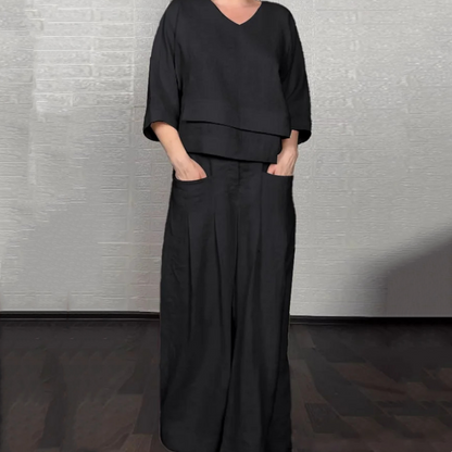 💃 Bumbac cu mânecă scurtă Set casual din două piese