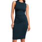 👗Rochie fără mâneci, elastică, mulată, cu pliuri