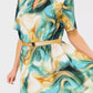 Rochie elegantă cu mânecă scurtă și cu curea pentru femei cu imprimare trendy