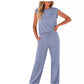 🔥Promoție de ultimă zi: 50% reducere💖Set de 2 piese pentru femei: top casual fără mâneci și pantaloni cu șnur