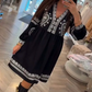 Rochie retro cu mânecă lungă și croială lejeră