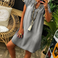 💙Rochie din denim cu guler în V și mâneci scurte pentru femei