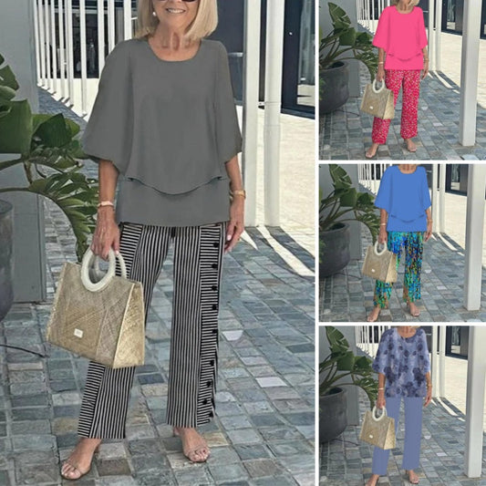 👚 Set Casual Femei: Top cu Gât Rotund & Pantaloni 🌿