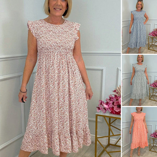 👗 Rochie înaltă elegantă cu imprimeu floral