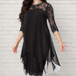✨ Rochie elegantă pentru femei cu tiv asimetric și suprapunere din dantelă