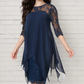 ✨ Rochie elegantă pentru femei cu tiv asimetric și suprapunere din dantelă