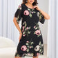 👗🌺Chiffon florale imprimare rotund gât rochie