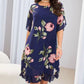 👗🌺Chiffon florale imprimare rotund gât rochie