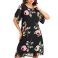👗🌺Chiffon florale imprimare rotund gât rochie