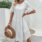Rochie de culoare solidă cu decolteu rotund și decupaj floral