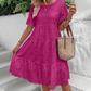 Rochie de culoare solidă cu decolteu rotund și decupaj floral