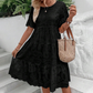 Rochie de culoare solidă cu decolteu rotund și decupaj floral