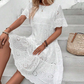 Rochie de culoare solidă cu decolteu rotund și decupaj floral