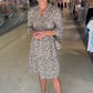 Rochie trendy pentru femei cu decolteu în V, cu imprimeu leopard și croială lejeră