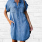 🎉PROMOTIE DE ZIUA ULTIMA - 50% REDUCERE👗Rochie casual Denim cu mânecă scurtă