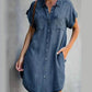 🎉PROMOTIE DE ZIUA ULTIMA - 50% REDUCERE👗Rochie casual Denim cu mânecă scurtă