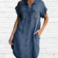 🎉PROMOTIE DE ZIUA ULTIMA - 50% REDUCERE👗Rochie casual Denim cu mânecă scurtă
