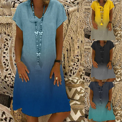 V-Neck Casual Gradient Rochie cu mânecă scurtă