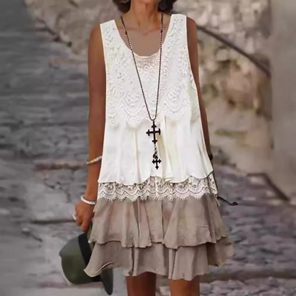 Rochie elegantă fără mâneci Patchwork pentru femei