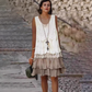 Rochie elegantă fără mâneci Patchwork pentru femei