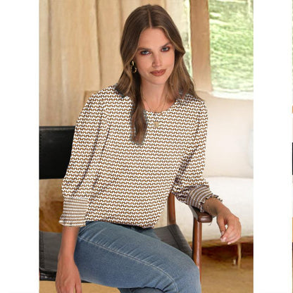 ✨Femei Dressy Casual 3/4 Lungime Maneca Bluze cu manșete Smocked