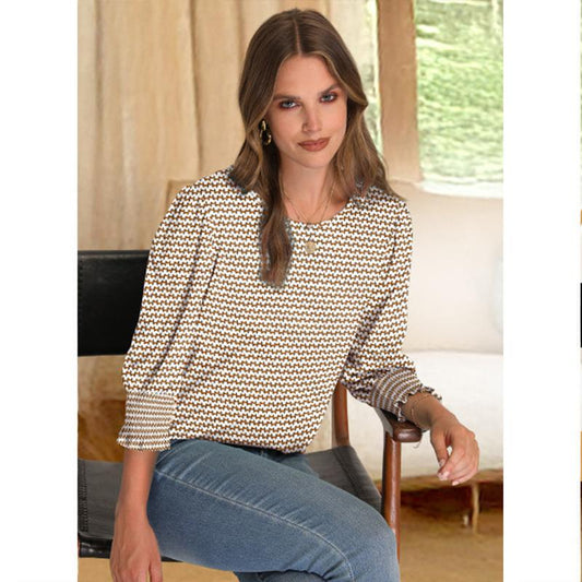 ✨Femei Dressy Casual 3/4 Lungime Maneca Bluze cu manșete Smocked