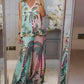 🌴 Set tropical cu cocotier: tricou + pantaloni, ușor și viu colorat