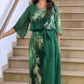 💖【S-4XL】🍀Rochie extra lungă cu curea imprimată