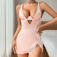 Rochie sexy din dantelă cu bretele subțiri și tanga, în set din două piese