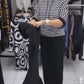 Set pentru femei cu bluză în dungi și pantaloni uni