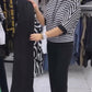 Set pentru femei cu bluză în dungi și pantaloni uni