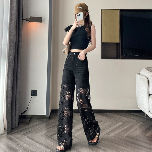 💖 PROMOTIE DE ZIUA ULTIMA - 50% REDUCERE 💖 Pantaloni cu imprimeu cu strasuri, pentru femei