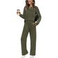 🔥Noua ta ținută preferată! 👗✨ Set pentru femei cu bluză cu guler rotund și pantaloni cu șnur 🛋️☕