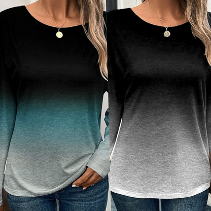 Women's Gradient Color Long-Sleeve Top
