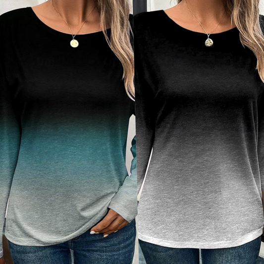Women's Gradient Color Long-Sleeve Top
