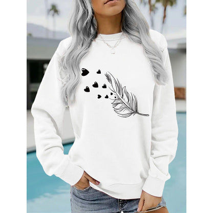 Women's Feather & Heart Print Top