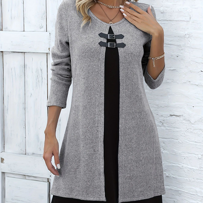 👗40 % REDUCERE !📢Rochie din două piese, în linie A, până la genunchi, pentru femei
